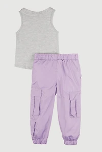 Toddler Girls Miami Glitter Graphic Tank Top and Joggers, Purple, Size 3T