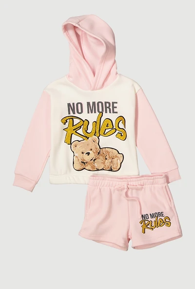 Toddler Girls No More Rules Graphic Sweatshirt and Shorts