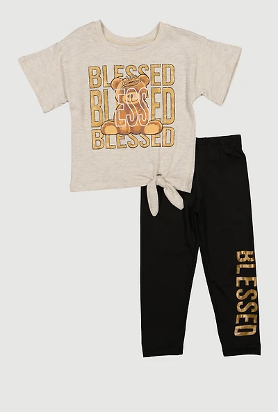Toddler Girls Blessed Bear Graphic Tee and Leggings