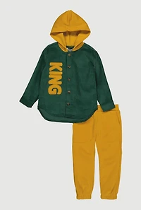 Toddler Boys King Hooded Shacket and Sweatpants