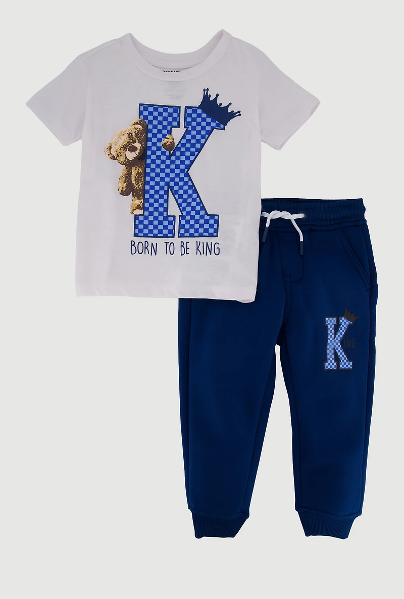 Toddler Boys Born To Be King Graphic Tee and Joggers