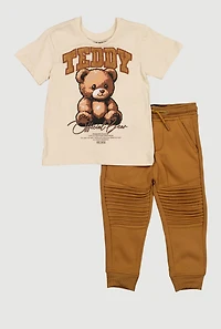 Toddler Boys Official Teddy Bear Tee and Moto Joggers