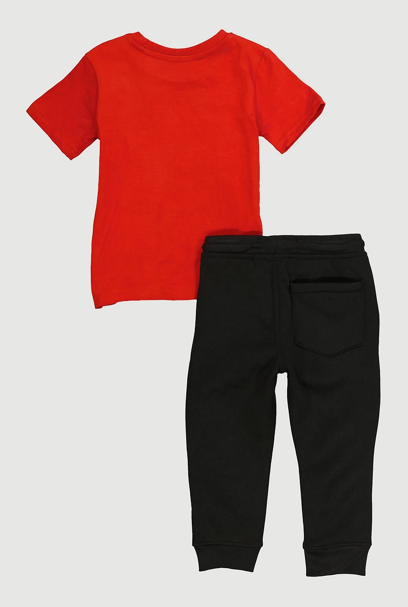 Toddler Boys Drip Teddy Graphic Tee and Moto Joggers Set