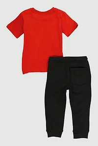 Toddler Boys Drip Teddy Graphic Tee and Moto Joggers Set