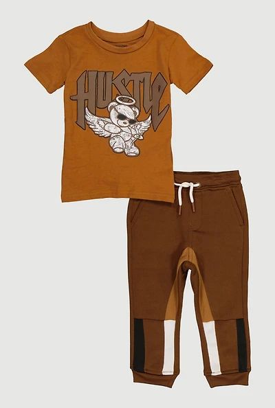Toddler Boys Hustle Bear Graphic Tee and Joggers Set