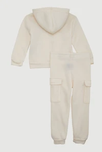 Toddler Girls Cute Bow Graphic Zip Front Hoodie and Joggers