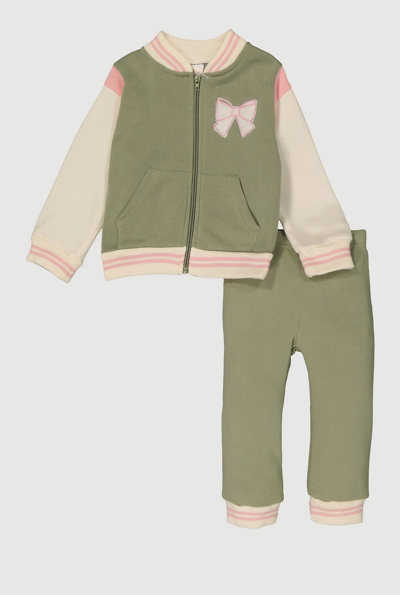 Toddler Girls New York Back Graphic Jacket and Sweatpants, Green, Size 2T