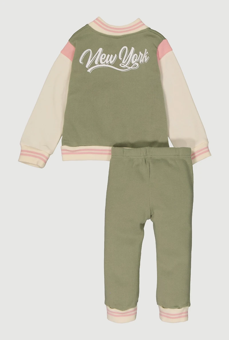 Toddler Girls New York Back Graphic Jacket and Sweatpants,