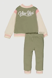 Toddler Girls New York Back Graphic Jacket and Sweatpants,