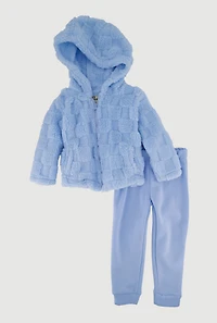 Toddler Girls Checkered Sherpa Jacket and Sweatpants