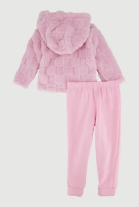 Toddler Girls Checkered Sherpa Jacket and Sweatpants
