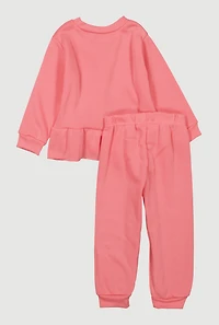 Toddler Girls Mommy Is My Bestie Glitter Sweatshirt and Joggers, Pink, Size 4T