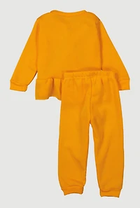 Toddler Girls Mommy Is My Bestie Glitter Sweatshirt and Joggers, Orange, Size 2T