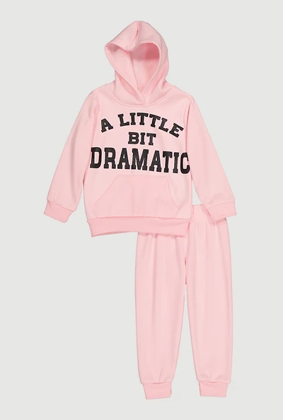 Toddler Girls A Little Bit Dramatic Graphic Hoodie and Joggers