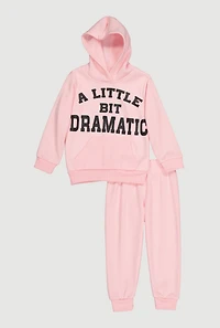 Toddler Girls A Little Bit Dramatic Graphic Hoodie and Joggers