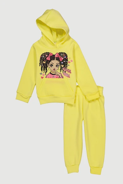 Toddler Girls Cool Girl Graphic Hoodie and Joggers Set