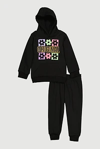 Toddler Girls Original Floral Graphic Hoodie and Joggers