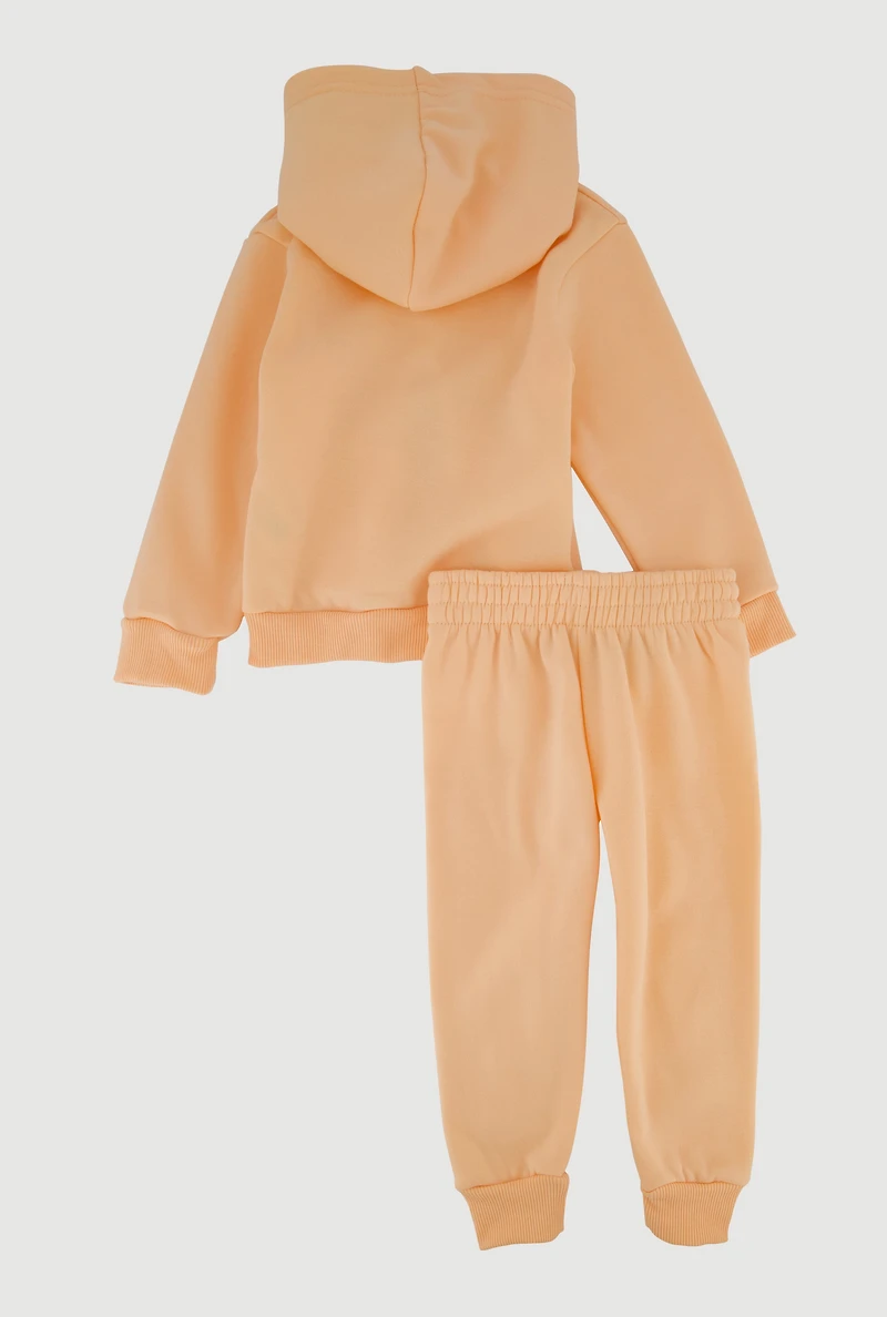 Toddler Girls Pretty Bear Fleece Hoodie and Joggers Set