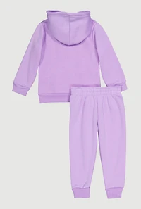 Toddler Girls Fun Graphic Pullover Hoodie and Joggers, Purple, Size 3T