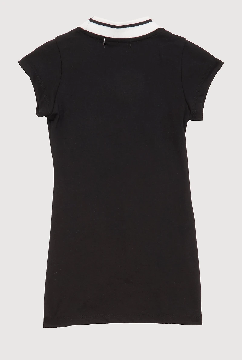 Toddler Girls Sequin Graphic Patch Dress, Black, Size 4T