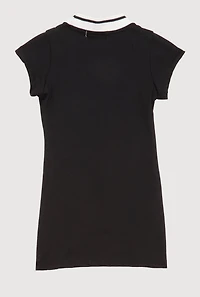 Toddler Girls Sequin Graphic Patch Dress, Black, Size 4T