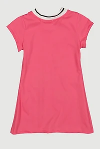 Toddler Girls Sequin Embroidered Graphic T Shirt Dress, Pink,