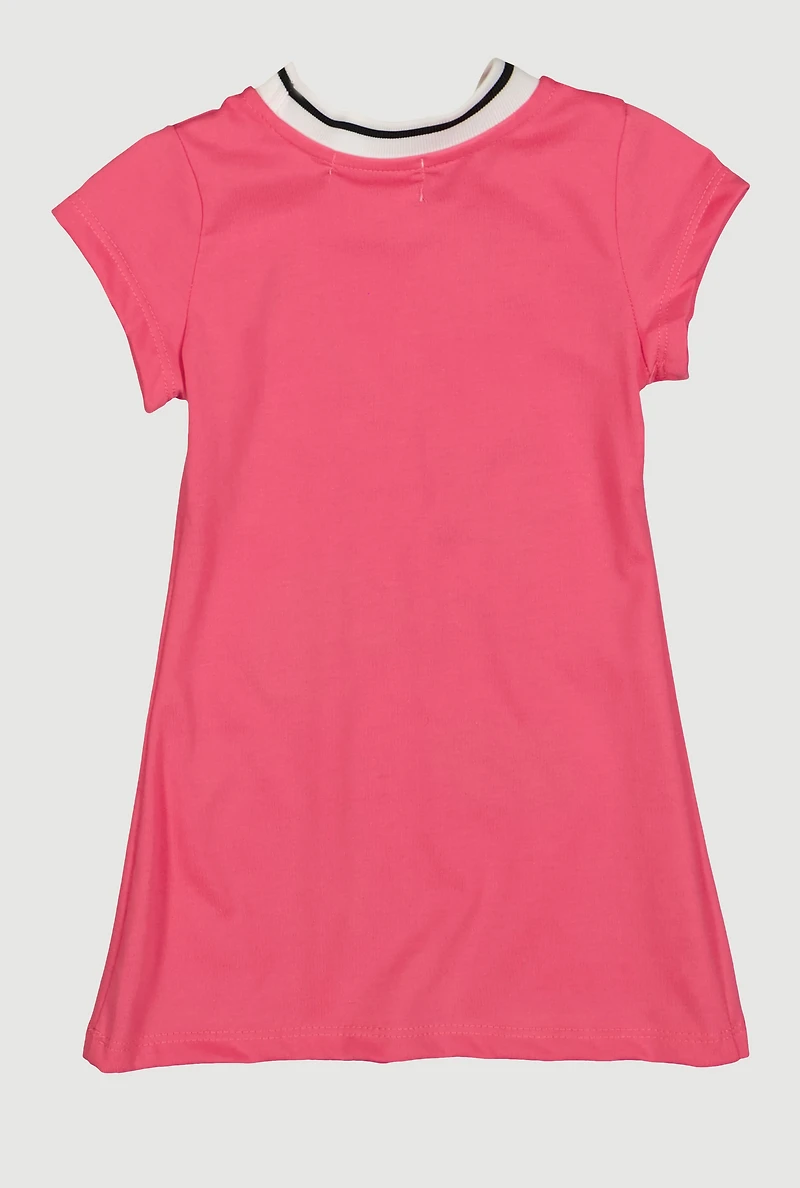 Toddler Girls Sequin Embroidered Graphic T Shirt Dress