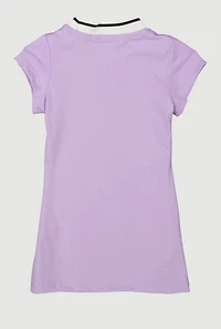 Toddler Girls Love Sequin Embroidered Graphic T Shirt Dress, Purple, Size 4T