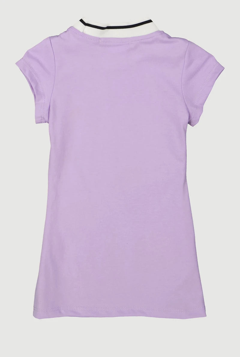 Toddler Girls Love Sequin Embroidered Graphic T Shirt Dress, Purple, Size 4T