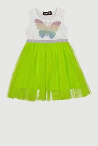 Toddler Girls Rainbow Butterfly Studded Tutu Dress