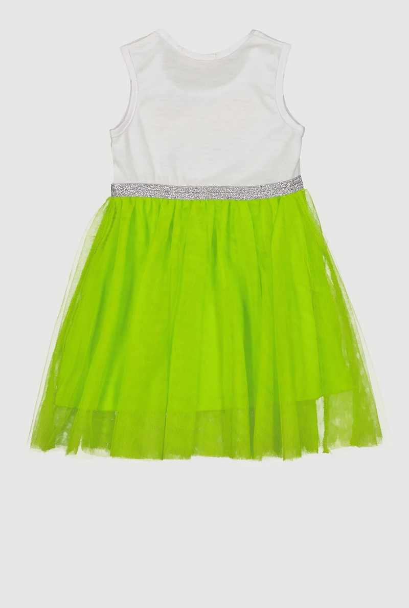 Toddler Girls Rainbow Butterfly Studded Tutu Dress, Green,