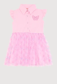 Toddler Girls Butterfly Print Tutu Dress, Pink, Size 4T