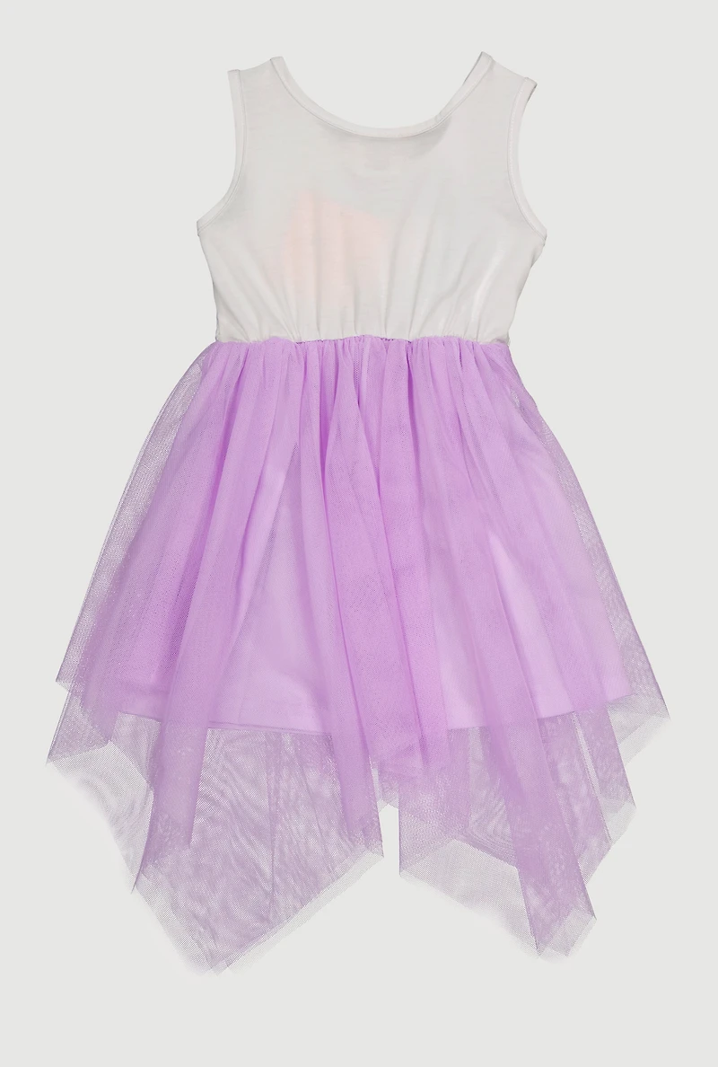 Toddler Girls Crochet Rainbow Heart Tutu Dress, Purple, Size 4T