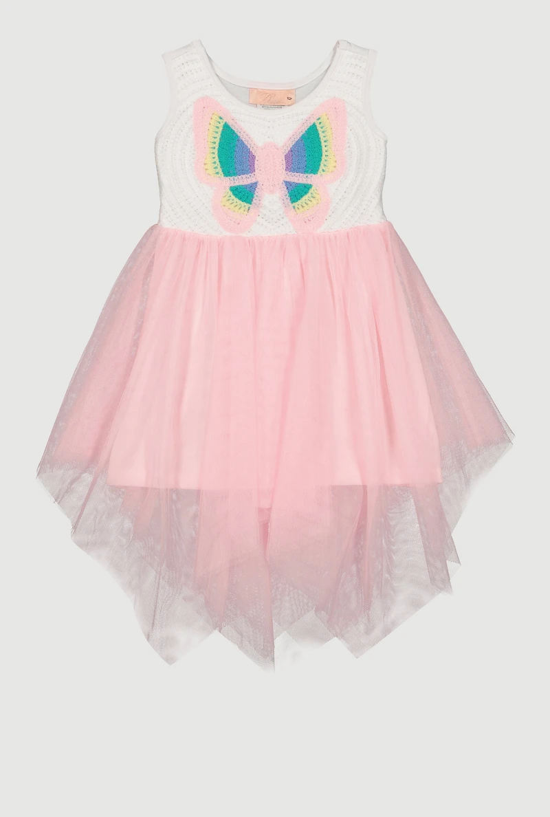 Toddler Girls Crochet Butterfly Tutu Dress, Pink, Size 3T