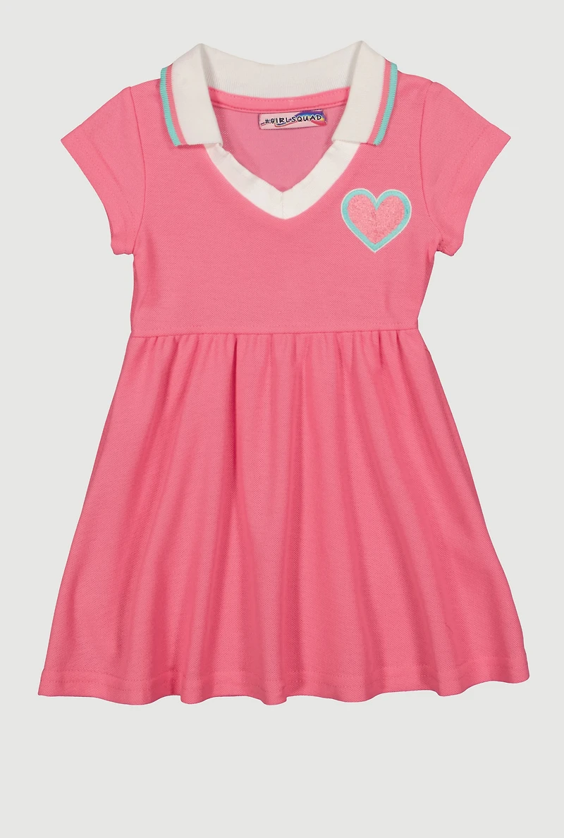 Toddler Girls Chenille Heart Skater Dress, Pink, Size 4T
