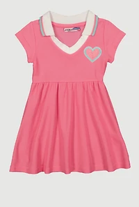 Toddler Girls Chenille Heart Skater Dress, Pink, Size 3T