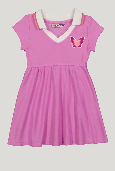 Toddler Girls Chenille Butterfly Skater Dress, Purple, Size 3T