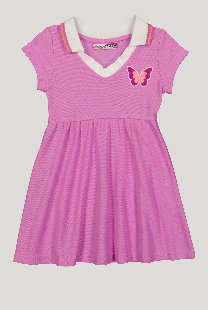 Toddler Girls Chenille Butterfly Skater Dress, Purple, Size 4T