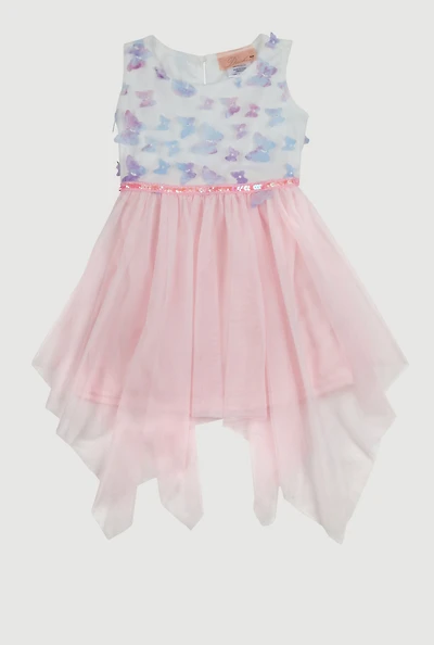 Toddler Girls 3D Butterfly Sequin Trim Tutu Dress, Multi,