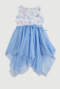 Toddler Girls Butterfly Print Tulle Dress, Blue, Size 4T
