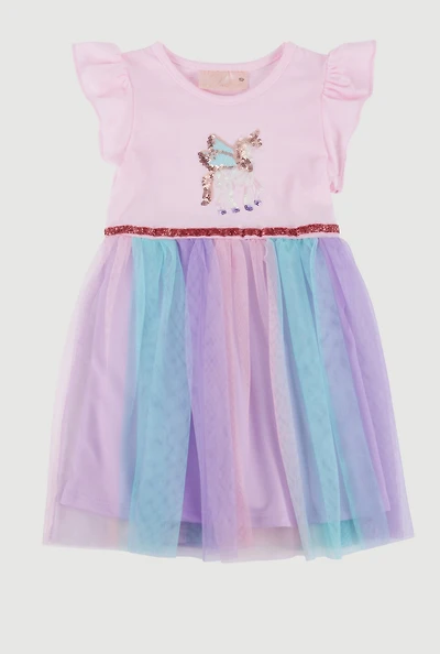 Toddler Girls Unicorn Sequin Tutu Dress, Purple, Size 2T