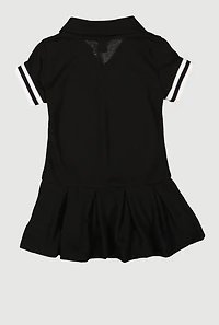Toddler Girls Tennis Pleated Polo Dress, Black, Size 2T