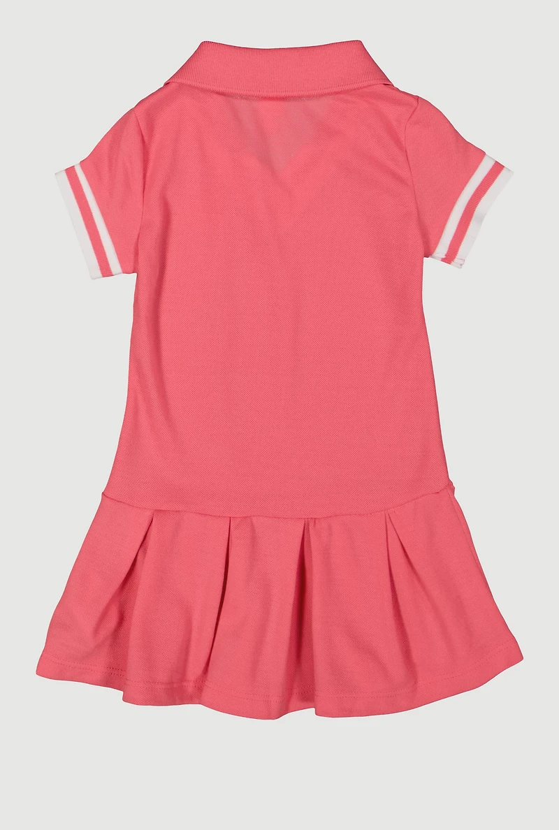 Toddler Girls Tennis Pleated Polo Dress, Pink, Size 3T