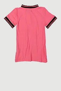 Toddler Girls Rib Knit Varsity Stripe Positive Vibes Dress, Pink, Size 4T