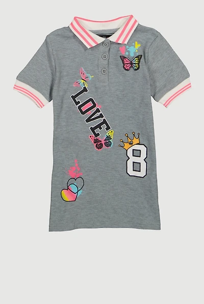 Toddler Girls Love 8 Graphic Polo Dress