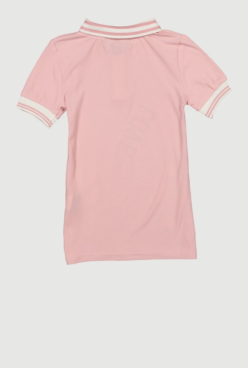 Toddler Girls Love 8 Graphic Polo Dress, Pink, Size 3T