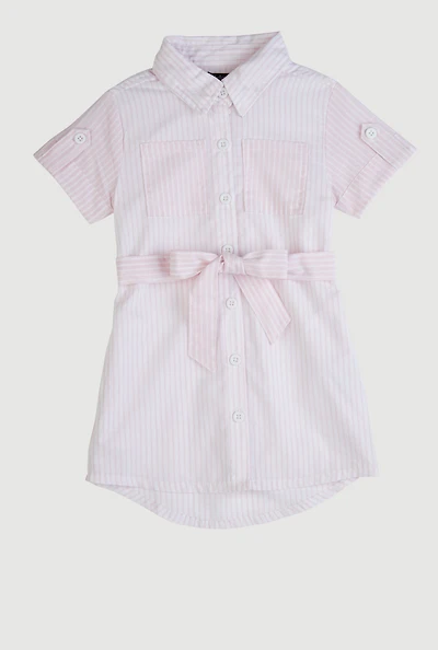 Toddler Girls Striped Shirt Dress, Pink, Size 2T