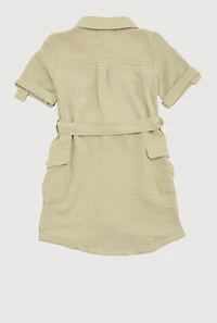 Toddler Girls Airy Utility Shirt Dress, 2T