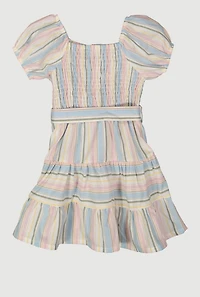 Toddler Girls Smocked Button Front Tiered Dress, Multi, Size 2T