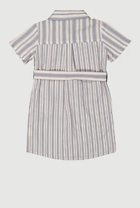 Toddler Girls Striped Shirt Dress, Blue, Size 4T
